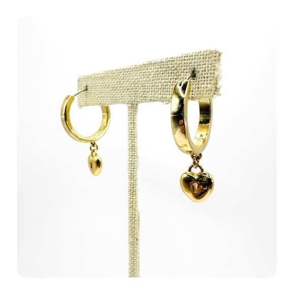 ★ NWT Ann Taylor “heart lock” Hoops - Golden ★ - Picture 5 of 14
